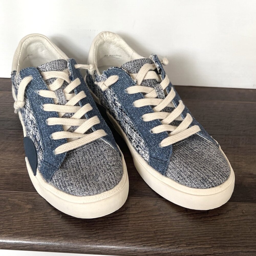 Dolce Vita Zina Blue Woven Tweed Sneakers